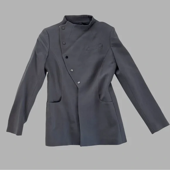 Coperni Charcoal Women's Asymmetrical Fitted Blazer - Picture 10 of 12